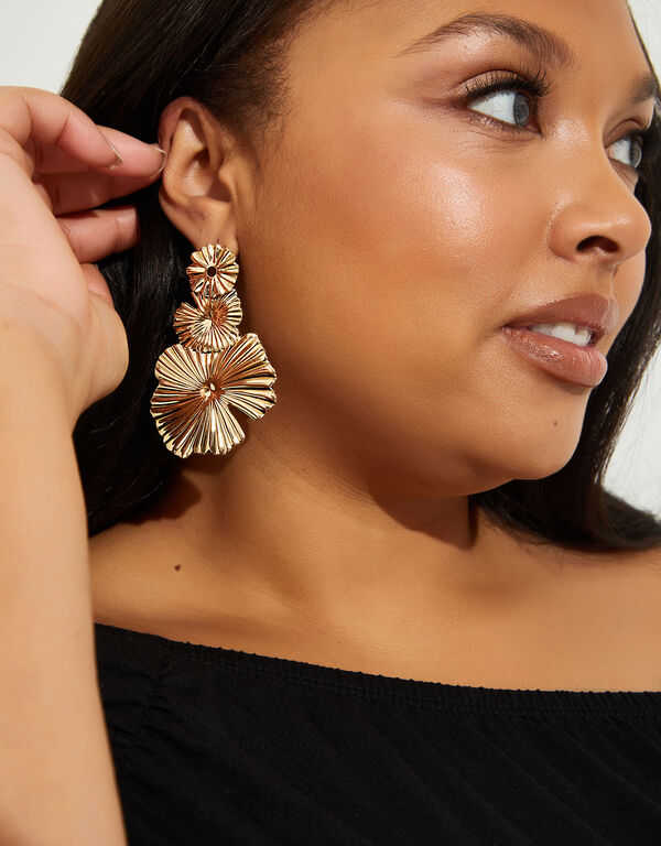 Flower Gold Tone Dangle Earrings, Gold image number 0