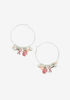 Pink Ribbon Charm Hoop Earrings, Silver image number 0