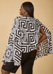 Cape Sleeved Printed Blouse, Black White image number 1