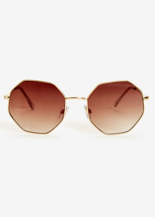 Octagon Frame Sunglasses, Gold image number 0