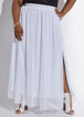 Plus Size White Mesh Sheer Sexy High Waist Maxi Skirt Two Piece Set image number 0
