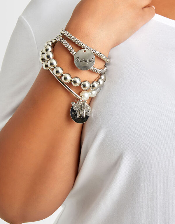 Silver Tone Blessed Charm Bracelets, Silver image number 0