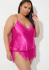 In Bloom Satin Cami Set, Fuchsia image number 0