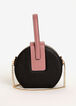 Faux Leather Round Frame Bag, Black Combo image number 1