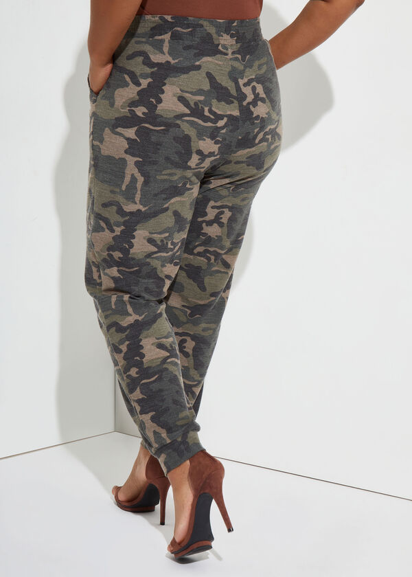 Camo Print Terry Joggers, Olive image number 1