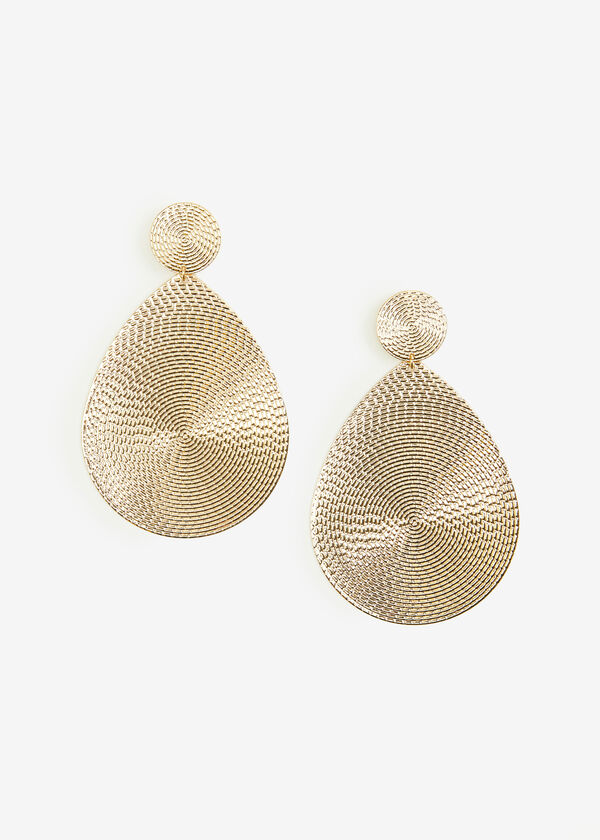 Textured Gold Tone Dangle Earrings, Gold image number 0