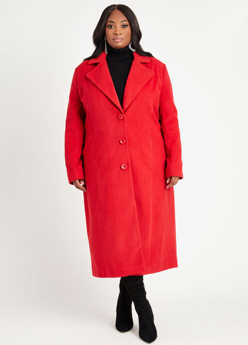 Faux Wool Coat, Red image number 0