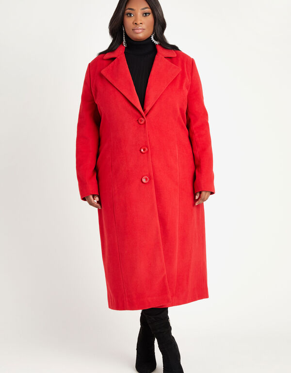 Faux Wool Coat, Red image number 0