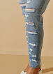 Distressed Paneled Skinny Jeans, Classic Blue image number 2