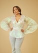 Iridescent Organza Wrap Blouse, White image number 0