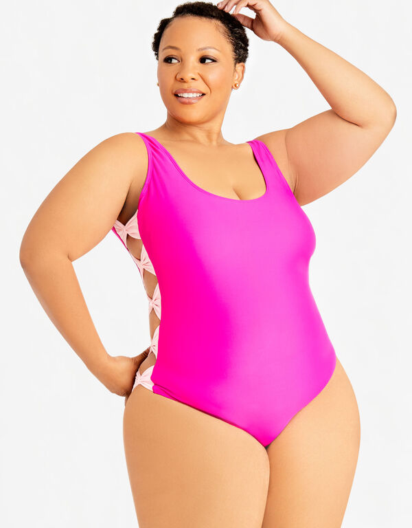 Cyn & Luca Bow Cutout 1PC Swim, Pink image number 0