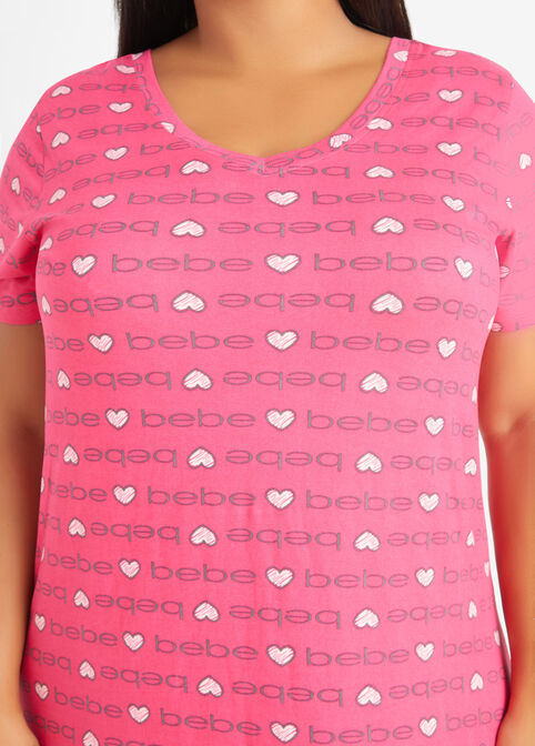Bebe Heart Print Sleepshirt, Ruby Wine image number 2