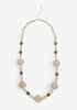 Crochet Crystal & Bead Necklace, Gold image number 0