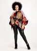 Belted Faux Leather & Plaid Ruana, Wine image number 0