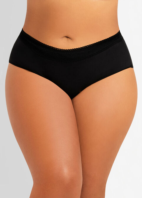 Lace Trim Micro Hipster Panty, Black image number 0