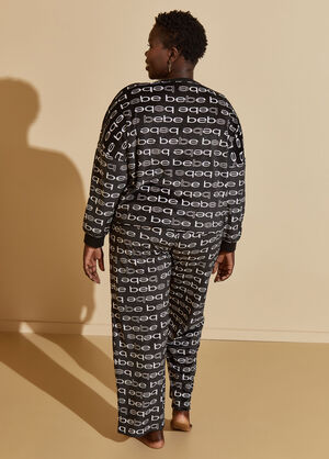 Bebe Monogram Velour Pajama Set, Black image number 1