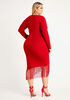 Fringe Asymmetric Sweater Dress, Barbados Cherry image number 1
