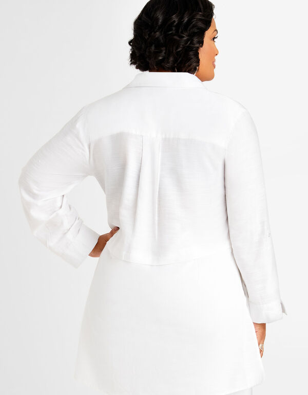 Cotton Pullover Roll Tab Tunic, White image number 1