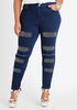 Embellished Distressed Skinny Jeans, Dk Rinse image number 0