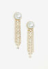 Faux Pearl And Crystal Earrings, Gold image number 0