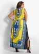 Knit Dashiki Mock Neck Maxi Dress, Yellow image number 1