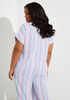 Striped Linen Blend Top, Very Peri image number 1