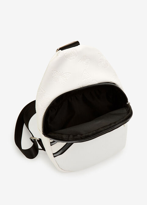 White Butterfly Crossbody Backpack, White image number 1
