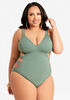 Fit4U Cutout One Piece Swimsuit, Olive image number 0