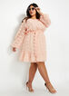 Belted Textured Long Sleeve Dress, Cameo Pink image number 0