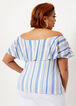 Printed Knit Eyelet Flounce Top, Blue image number 1