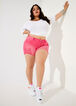 Trendy Plus Size Curvy Girl Distressed High Waist Denim Mini Shorts image number 0