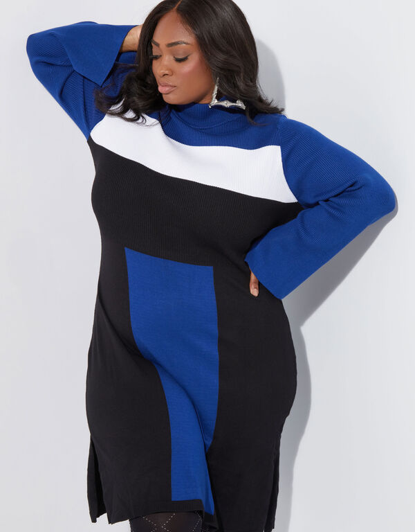 Colorblock Sweater Dress, Sodalite image number 0