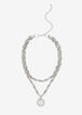 Silver 2 Row Rope Pave Pendant, White image number 0