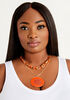 Layered Gold Tone Necklace, SPICY ORANGE image number 1