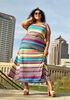 Striped Stretch Knit Maxi Skirt, Multi image number 0