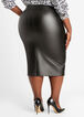 High Waist Faux Leather Midi Skirt, Black image number 1