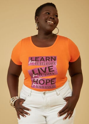 Learn Live Hope Graphic Tee, Orange image number 0