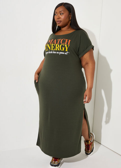 I Match Energy Maxi Shirtdress, Olive image number 0