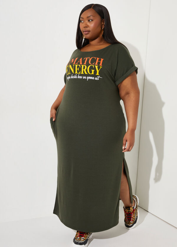 I Match Energy Maxi Shirtdress, Olive image number 0