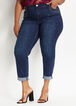 Studded Cuff Ankle Skinny Jean, Dk Rinse image number 0