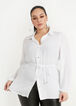 Belted Crinkle Button Up Tunic, White image number 0