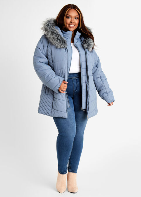 Best Plus Size Jacket Faux Fur Hooded Vest Layer Quilted Puffer Coats image number 0