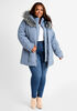 Faux Fur Hood Layer Puffer Coat, Blue image number 0