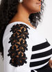 Stripe Lace Flare Sleeve Sweater, Black White image number 2