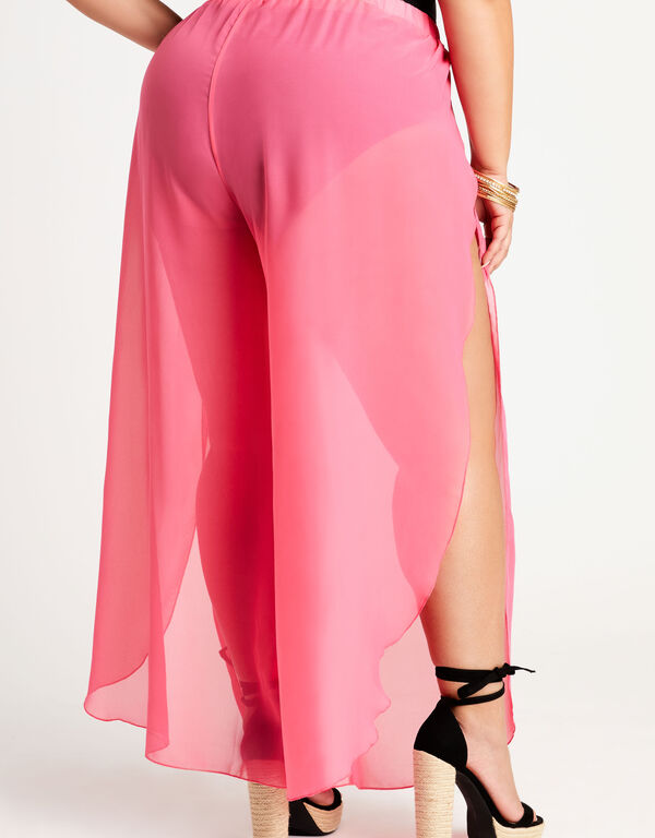 YMI Pink Sheer Cover Up Pants, Fuchsia image number 1