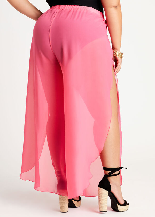 YMI Pink Sheer Cover Up Pants, Fuchsia image number 1