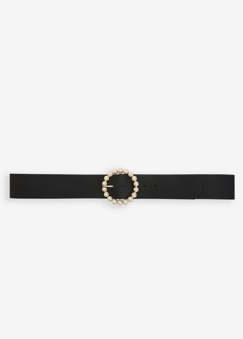 Embellished Faux Leather Belt, Black image number 2