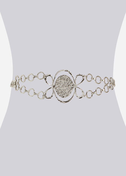 Circle Chain Link Lion Charm Belt, Silver image number 0