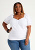 Puff Sleeve Cotton Top, White image number 0