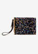 Cute Faux Leather Sequined Front Stylish Wristlet Chic Cocktail Clutch image number 0